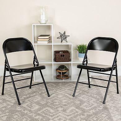 Flash Furniture 2 Pack Triple Braced & Double Hinged Metal Folding Chair
