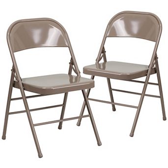 Flash Furniture 2 Pack Triple Braced & Double Hinged Metal Folding Chair