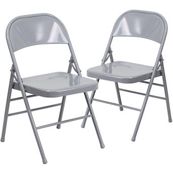 Flash Furniture 2 Pack Triple Braced & Double Hinged Metal Folding Chair