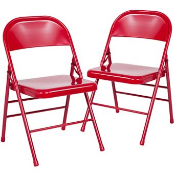 Flash Furniture 2 Pack Triple Braced & Double Hinged Metal Folding Chair