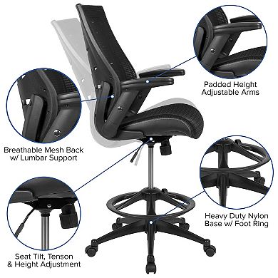 Flash Furniture High Back Mesh Spine-Back Ergonomic Drafting Chair with Adjustable Foot Ring