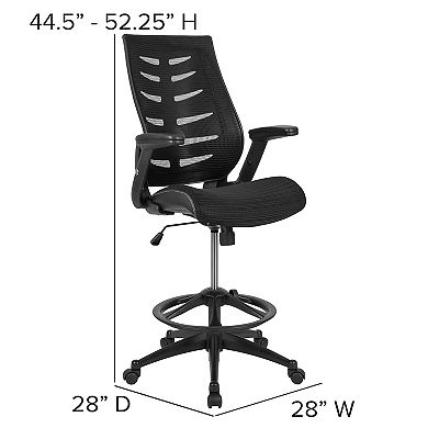 Flash Furniture High Back Mesh Spine-Back Ergonomic Drafting Chair with Adjustable Foot Ring