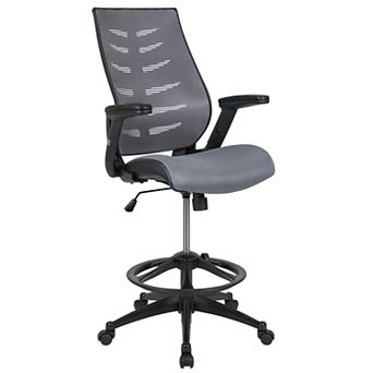 Flash Furniture High Back Mesh Spine-Back Ergonomic Drafting Chair with Adjustable Foot Ring
