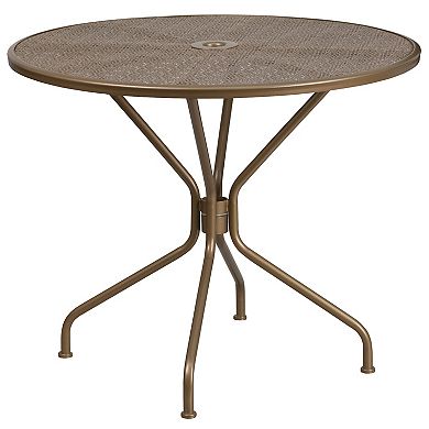 Flash Furniture 35.25'' Round Indoor-Outdoor Steel Patio Table Set with 2 Round Back Chairs