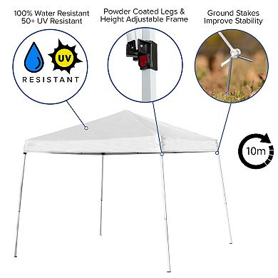 Flash Furniture 8' x 8' Pop Up Canopy, Folding Table and 4 Folding Chairs Bundle
