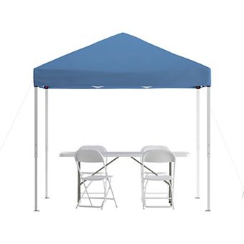 Flash Furniture 8' x 8' Pop Up Canopy, Folding Table and 4 Folding Chairs Bundle