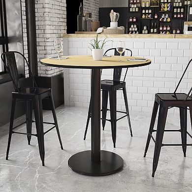 Flash Furniture 42'' Round Laminate Table Top with 24'' Round Bar Height Table Base