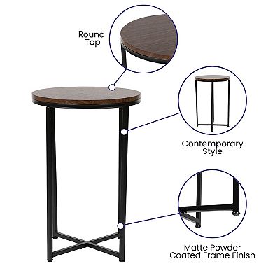 Flash Furniture Laminate Living Room End Table with Crisscross Metal Frame