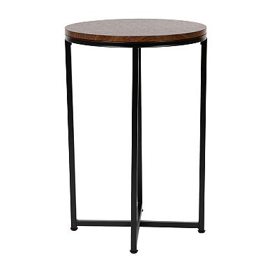 Flash Furniture Laminate Living Room End Table with Crisscross Metal Frame