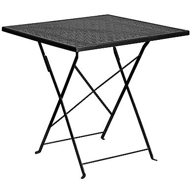 Flash Furniture 28'' Square Indoor-Outdoor Folding Patio Table Set with 4 Square Back Chairs