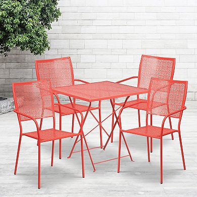 Flash Furniture 28'' Square Indoor-Outdoor Folding Patio Table Set with 4 Square Back Chairs