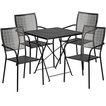 Flash Furniture 28'' Square Indoor-Outdoor Folding Patio Table Set with 4 Square Back Chairs