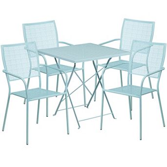 Flash Furniture 28'' Square Indoor-Outdoor Folding Patio Table Set with 4 Square Back Chairs