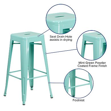 Flash Furniture 30" High Backless Metal Indoor-Outdoor Barstool with Square Seat