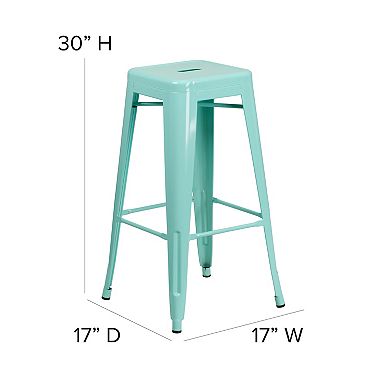 Flash Furniture 30" High Backless Metal Indoor-Outdoor Barstool with Square Seat