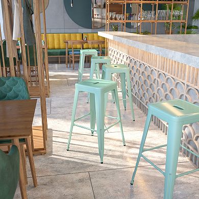 Flash Furniture 30" High Backless Metal Indoor-Outdoor Barstool with Square Seat