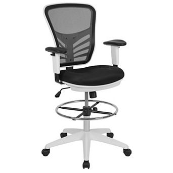 Flash Furniture Mid-Back Mesh Ergonomic Drafting Chair with Adjustable Foot Ring and Arms