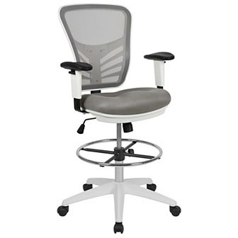 Flash Furniture Mid-Back Mesh Ergonomic Drafting Chair with Adjustable Foot Ring and Arms