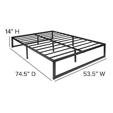 Flash Furniture 14 Inch Metal Platform Bed Frame/Steel Slat Support/No Box Spring Needed