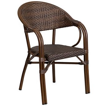 Flash Furniture Rattan Restaurant Patio Chair with Rattan-Aluminum Frame