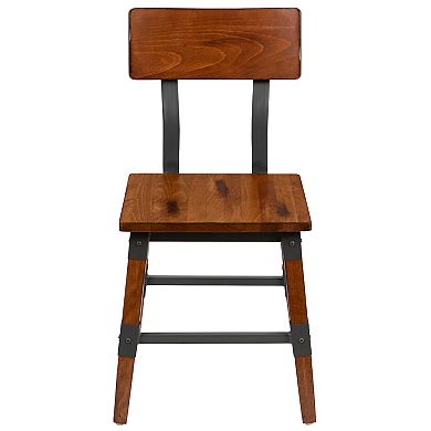 Flash Furniture 2 Pack Commercial Grade Rustic Antique Industrial Style Wood Dining Chair