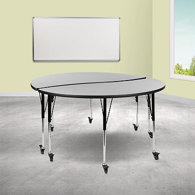 Flash Furniture 2 Piece Mobile 60" Circle Flexible Grey Adjustable Activity Table Set