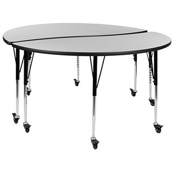 Flash Furniture 2 pc Mobile 60" Circle Flexible Grey Adjustable Activity Table Set