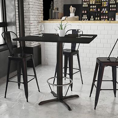Flash Furniture 42'' Square Laminate Table Top with 33'' x 33'' Bar Height Table Base