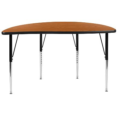 Flash Furniture 47.5" Half Circle Wave Collaborative Grey Adjustable Height Activity Table