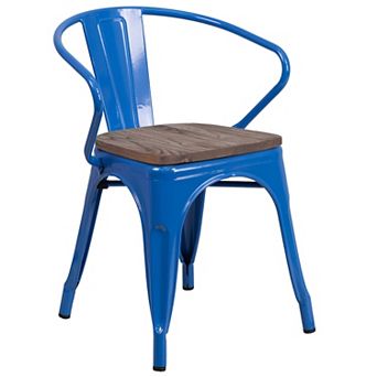 Flash Furniture Metal Chair with Wood Seat and Arms