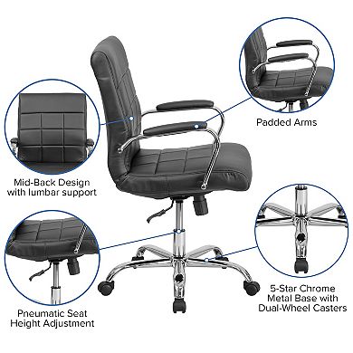 Flash Furniture Mid-Back Vinyl Executive Swivel Office Chair with Chrome Base and Arms