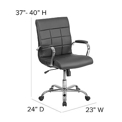 Flash Furniture Mid-Back Vinyl Executive Swivel Office Chair with Chrome Base and Arms