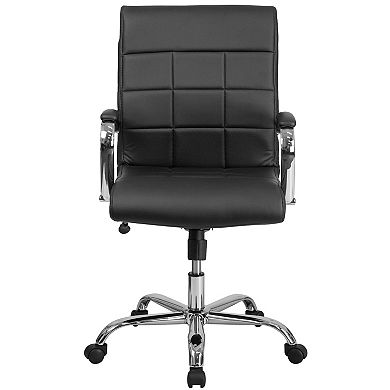 Flash Furniture Mid-Back Vinyl Executive Swivel Office Chair with Chrome Base and Arms