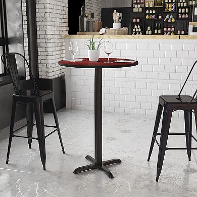 Flash Furniture 30'' Round Laminate Table Top with 22'' x 22'' Bar Height Table Base