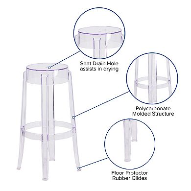 Flash Furniture 29.75" High Transparent Barstool - Restaurant & Bar Furniture