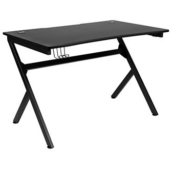 Flash Furniture Computer Table Gaming Desk - Headphone Holder and 2 Cable Management Holes
