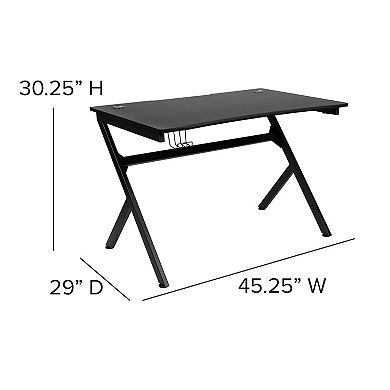 Flash Furniture Computer Table Gaming Desk - Headphone Holder and 2 Cable Management Holes