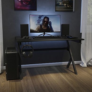 Flash Furniture Computer Table Gaming Desk - Headphone Holder and 2 Cable Management Holes