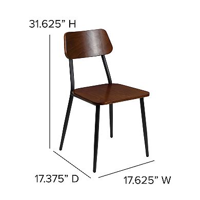 Flash Furniture 2 Pack Industrial Wood Dining Chair with Steel Frame