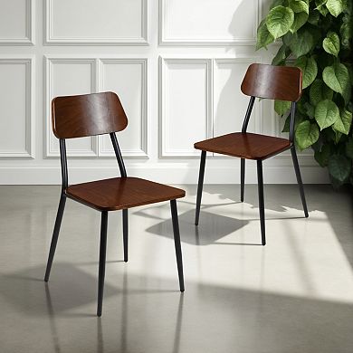 Flash Furniture 2 Pack Industrial Wood Dining Chair with Steel Frame
