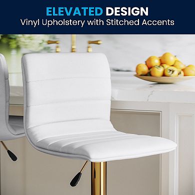 Flash Furniture Modern Vinyl Adjustable Height Barstool with Horizontal Stitch Back, Set of 2