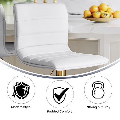 Flash Furniture Modern Vinyl Adjustable Height Barstool with Horizontal Stitch Back, Set of 2