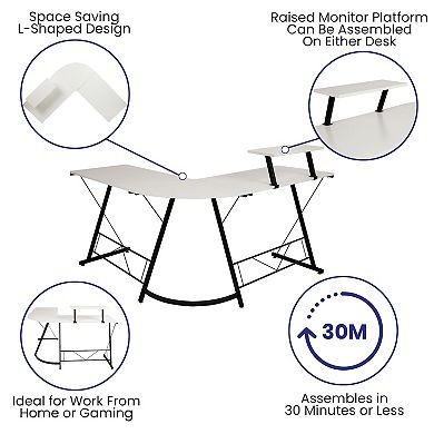 Flash Furniture L-Shaped Computer Desk, Gaming Desk, Home Office Desk