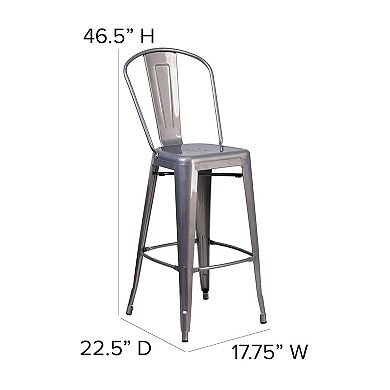 Flash Furniture 30" High Clear Coated Indoor Barstool with Back
