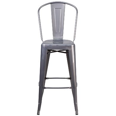 Flash Furniture 30" High Clear Coated Indoor Barstool with Back