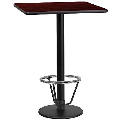 Flash Furniture 24'' Square Laminate Table Top with 18'' Round Bar Height Table Base
