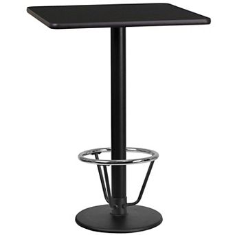 Flash Furniture 24'' Square Laminate Table Top with 18'' Round Bar Height Table Base