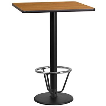 Flash Furniture 24'' Square Laminate Table Top with 18'' Round Bar Height Table Base
