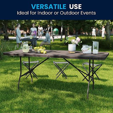 Flash Furniture 30"W x 72"L Bi-Fold Plastic Banquet and Event Folding Table with Carrying Handle