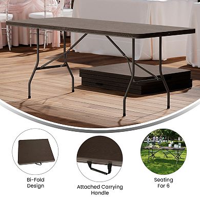 Flash Furniture 30"W x 72"L Bi-Fold Plastic Banquet and Event Folding Table with Carrying Handle